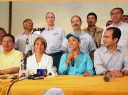 Rueda de prensa con Jesús Ortega, Minerva Hernández , Adriana Dávila y César Nava juntos por la gubernatura de Tlaxcala. EL UNIVERSAL  /