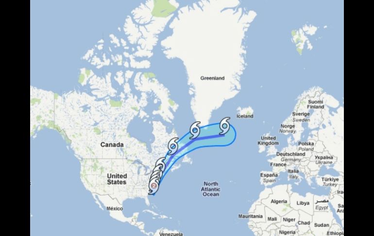Millones de estadounidenses se preparan para la llegada de Irene. Imagen del mapa de Google. ESPECIAL  /