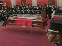 El Presidente Felipe Calderón durante el homenaje esta tarde.  /