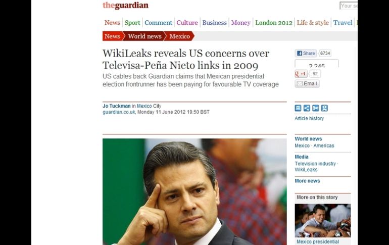 The Guardian destaca el artículo en su página web de hoy. ESPECIAL  /