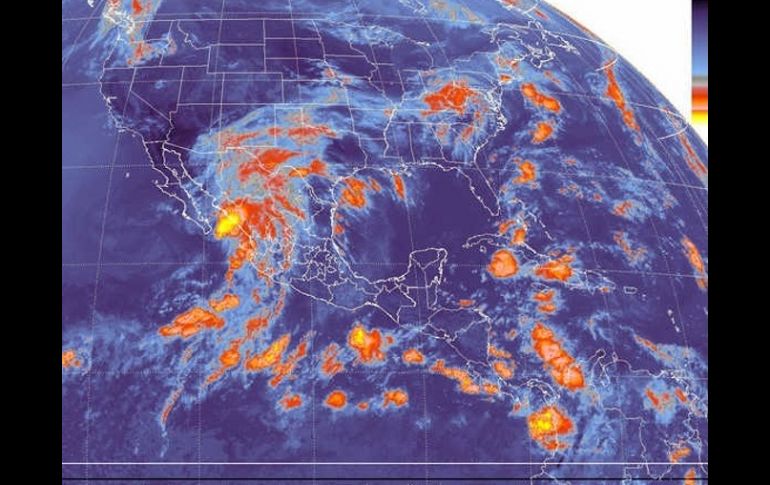 Imagen satelital mostrada por el Servicio Meteorológico Nacional de la tormenta Norman. ESPECIAL  /