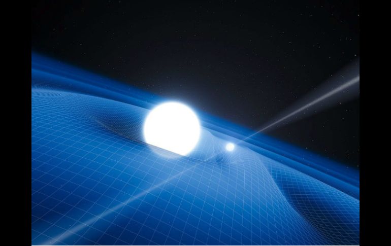 Recreación de la pareja de estrellas identificada a siete mil años luz de la Tierra. EFE /