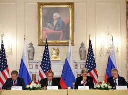 Los titulares de Exteriores y Defensa de EU, John Kerry y Chuck Hagel, recibieron hoy a sus homólogos rusos, Serguei Lavrov y Shoigu.i AFP /