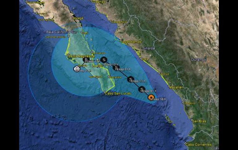 ''Manuel'' podría provocar lluvias intensas en Baja california, Sonora, Sinaloa y Nayarit. TOMADA DE @conagua_clima  /