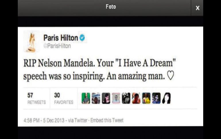 Paris Hilton se ha deslindado del polémico mensaje. ESPECIAL /
