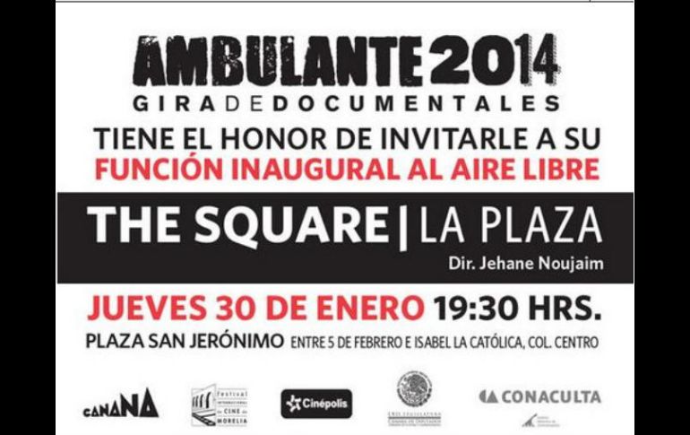 La proyección se realizará a las 19:30 en la Plaza San Jerónimo del Centro Histórico, foto: @Ambulante.  /