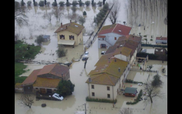 Vista aérea de Ponteedra en la Toscana, ciudad afectada por las fuertes inundaciones. ARCHIVO /