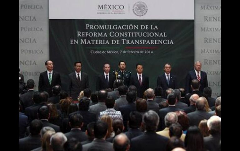 Promulgación de la reforma constitucional en materia de transparencia que se realizó en Palacio Nacional: Foto: @PresidenciaMX. ESPECIAL /