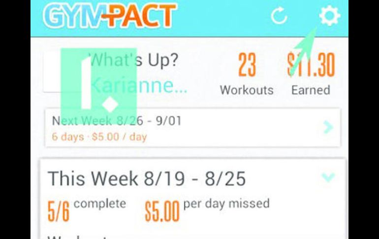 GymPact. Esta aplicación permite al usuario elegir el número de veces que se compromete a ir al gimnasio semanalmente. ESPECIAL /