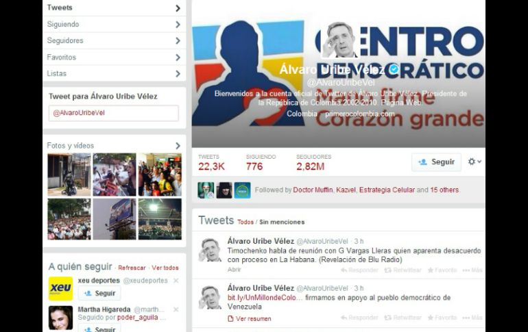 El político utiliza las redes sociales para difundir el apoyo a Venezuela. ESPECIAL /