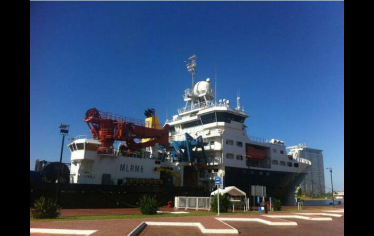 El buque ''James Cook'' culminará su misión en Manzanillo, luego de un mes de labores en el océano Pacífico. Foto: ‏@udg_oficial. ESPECIAL /
