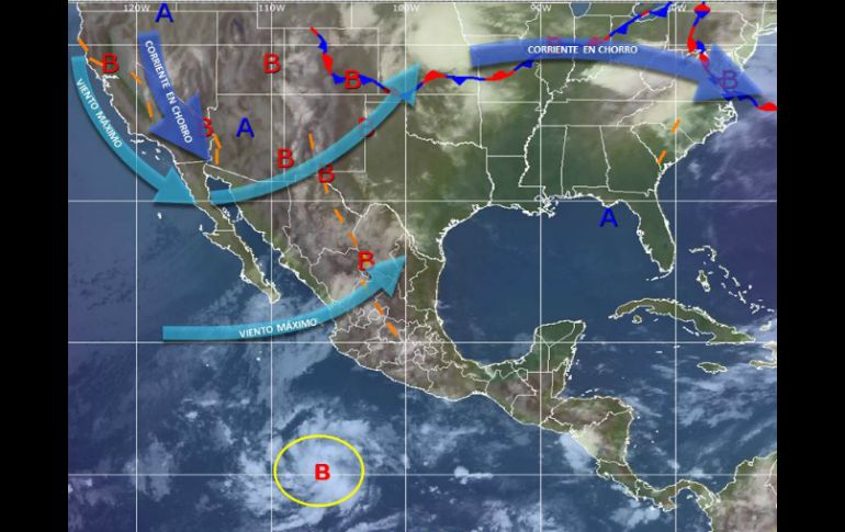 La depresión tropical se localiza en el Océano Pacífico a mil 20 kilómetros al suroeste de Manzanillo. TOMADA DE smn.cna.gob.mx  /