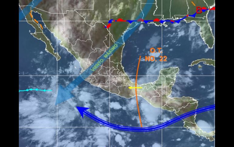 Un canal de baja presión en el sureste mexicano causará lluvias muy fuertes y tormentas eléctricas. TOMADA DE @conagua_clima  /