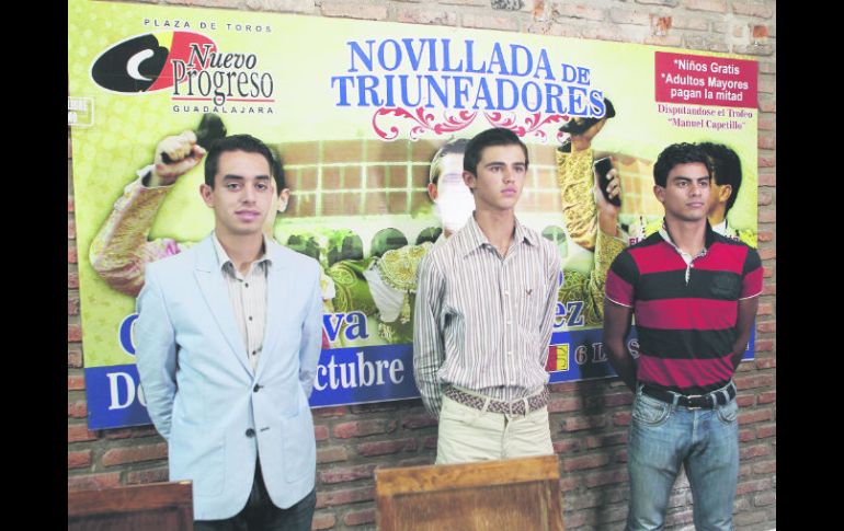 Los tres protagonistas de esta tarde se disputarán el trofeo 'Manuel Capetillo'. EL INFORMADOR / E. Flores