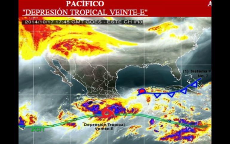 La tormenta se ubica a 190 kilómetros al sureste de Acapulco y se desplaza al norte a 13 kilómetros por hora. ESPECIAL / smn.conagua.gob.mx