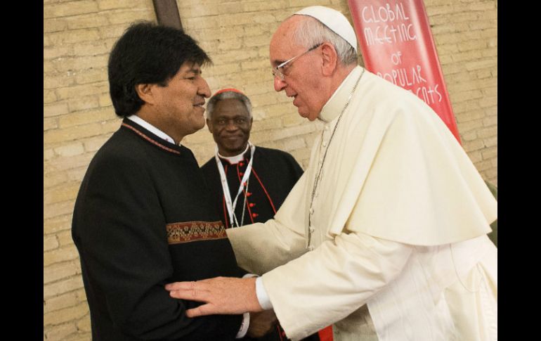 Evo Morales participa como representante de grupos indígenas en el Encuentro Mundial de Movimientos Populares. AFP /
