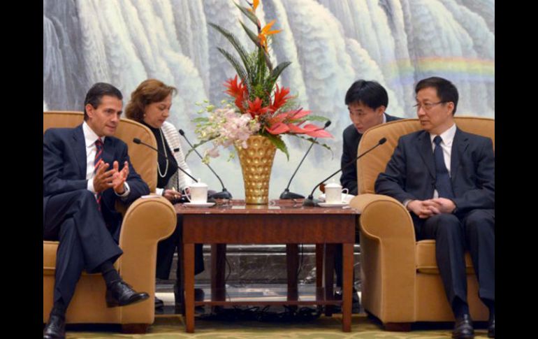 Durante su reunión con Han Zheng, el Mandatario y éste dialogaron sobre temas de interés común. SUN / Presidencia