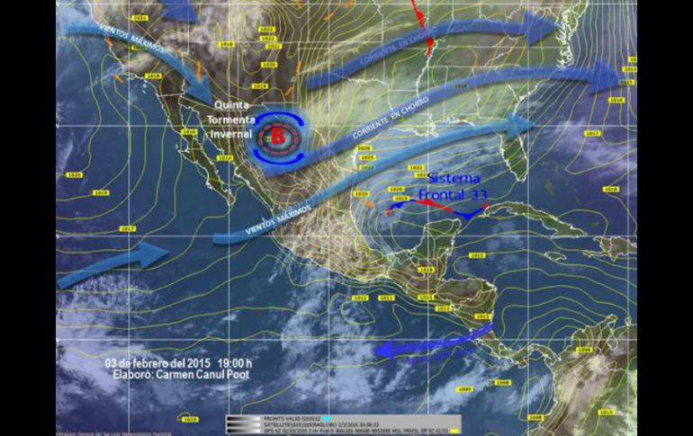 El SMN informa que el sistema frontal número 33 se extenderá sobre el oriente y sur del Golfo de México. TWITTER / @conagua_clima