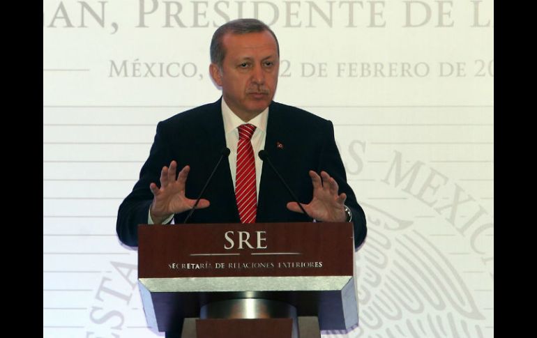 Erdogan se refiere a este crimen al término de su discurso durante una comparecencia de prensa conjunta con Peña Nieto. NTX / J. Arciga