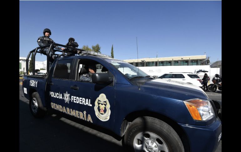 La dependencia es custodiada por camionetas de seguridad y un fuerte dispositivo para recibir a ''La Tuta''. AFP / A. Estrella