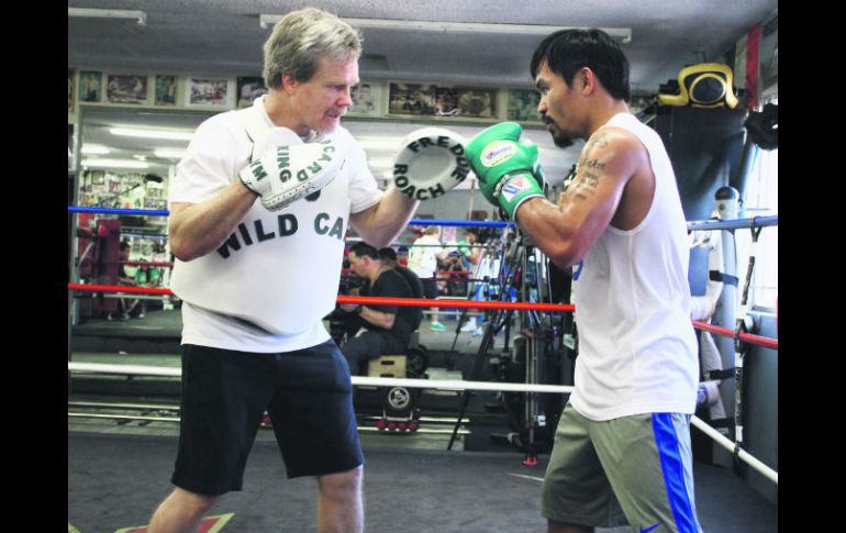 Manny Pacquiao se encuentra en Los Ángeles en un campamento de entrenamiento con diferentes 'sparrings'. ESPECIAL /