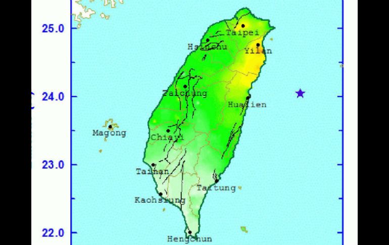 De acuerdo con información preliminar, el sismo se registró a las 09:42 hora local del lunes. EFE / Taiwan Central Weather Bureau