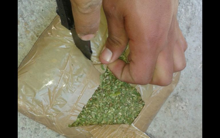 La mariguana se encuentra en 589 paquetes confeccionados con cinta canela. NTX / ARCHIVO