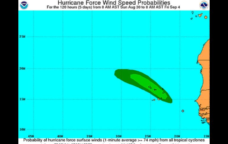 Se ha emitido un aviso de tormenta tropical para el archipiélago de Cabo Verde. ESPECIAL / nhc.noaa.gov
