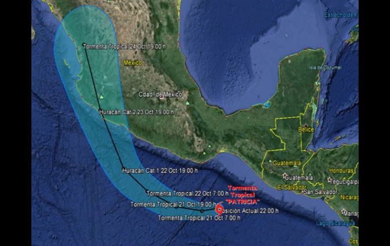 'Patricia' está a 355 kilómetros al sureste de Puerto Escondido. TWITTER / @conagua_clima