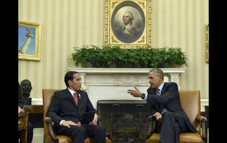 Joko Widodo se reunió con Barack Obama en su primera visita a Washington desde que obtuvo el cargo. AP / S. Walsh