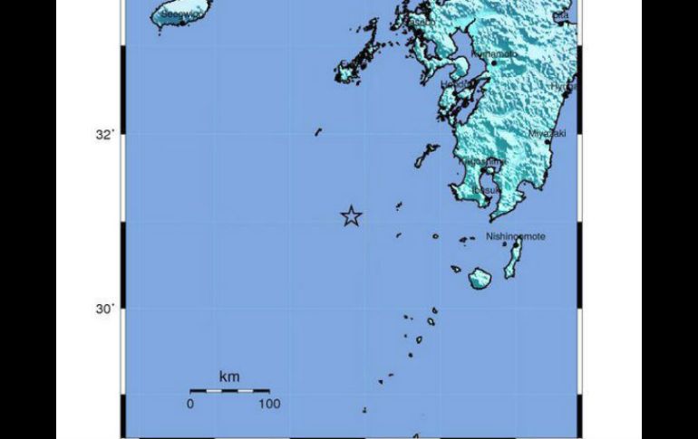 Un tsunami de 30 centímetros fue registrado esta mañana en la ciudad de Nakanoshima. EFE / USGS