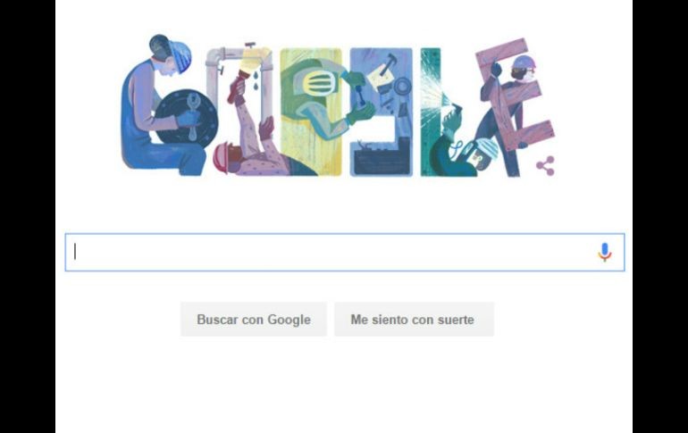 En el 'doodle' se aprecian hombres y mujeres que realizan actividades como plomería y herrería. ESPECIAL / google.com