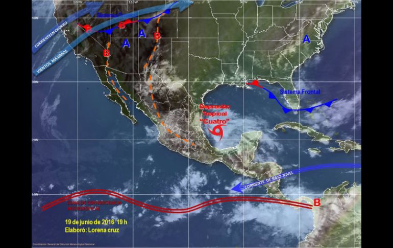 Causará intervalos de chubascos con tormentas puntuales fuertes en Jalisco. ESPECIAL / smn.conagua.gob.mx