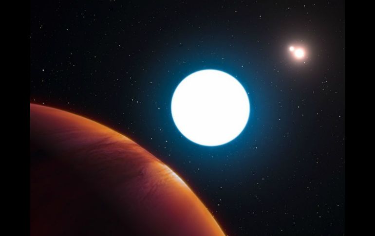 El  Planeta HD 131399Ab, tiene la órbita más grande que se conoce en un sistema multisolar. ESPECIAL / www.sciencemag.org