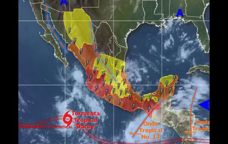 Pronostican tormentas intensas en Jalisco, Nayarit, Colima y Michoacán. ESPECIAL / smn.conagua.gob.mx