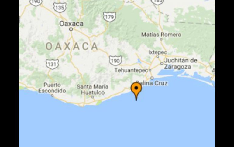El sismo se registró en las coordenadas 15.77 grados longitud oeste, -95.50 latitud norte y a 34 kilómetros de profundidad. ESPECIAL / ssn.unam.mx