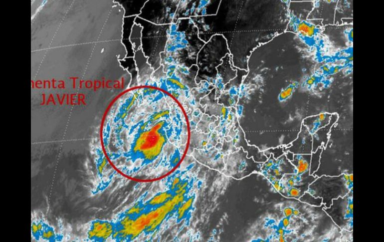 La tormenta tropical 'Javier' continúa a 149 kilómetros al suroeste de Cabo Corrientes, Jalisco. TWITTER / @conagua_clima