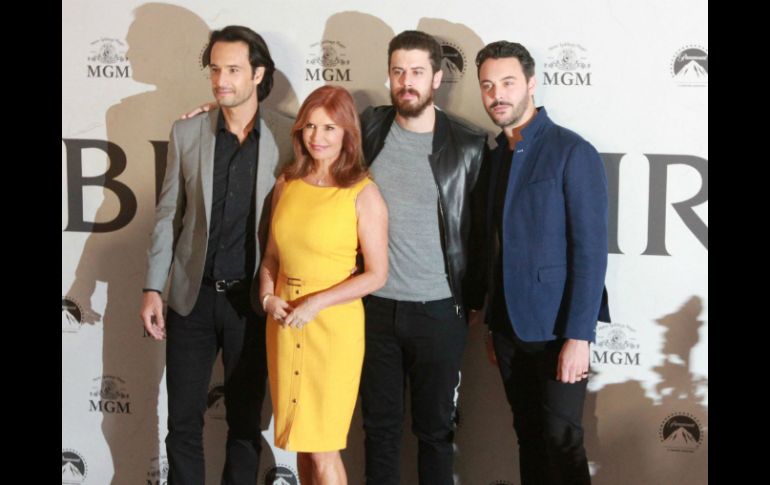 Los actores, Rodrigo Santoro, Roma Downey, Jack Huston y Toby Kebbell se encuentran en la Ciudad de México para el estreno de la cinta. NTX / C. Pereda