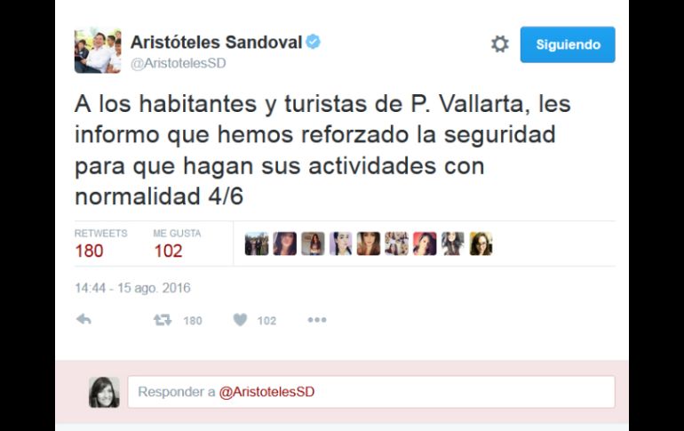 Aristóteles escribió en su cuenta de Twitter sobre la situación en el municipio. TWITTER / @AristotelesSD