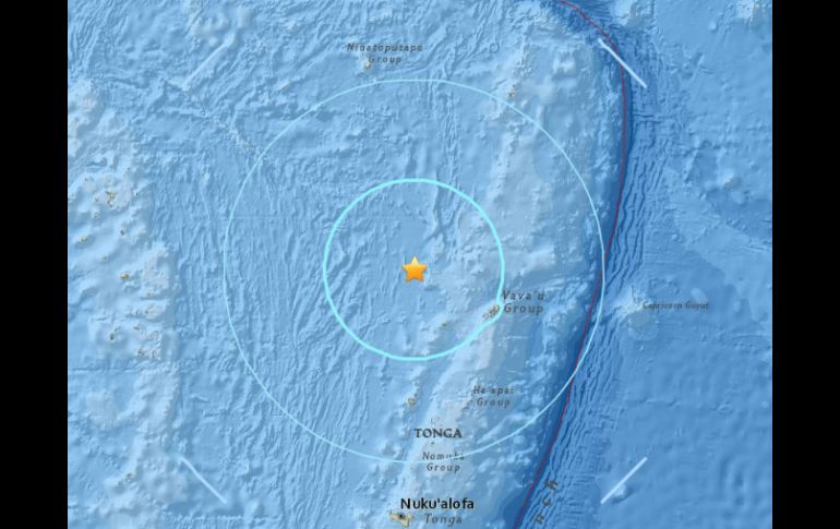 El epicentro se ubicó poco más de 120 kilómetros al noroeste de Tonga. ESPECIAL / earthquake.usgs.gov