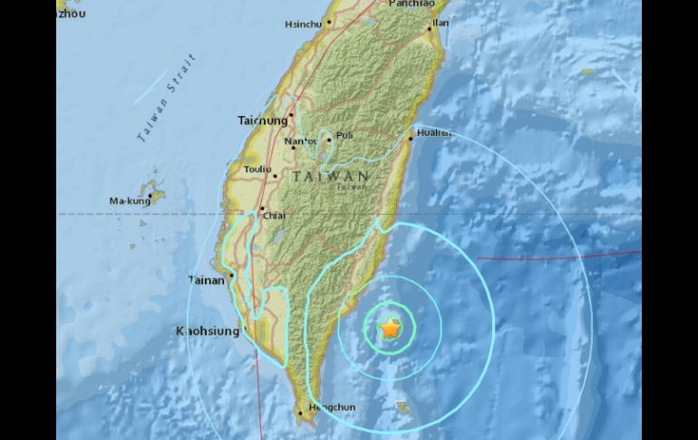 Los temblores se sintieron en toda la isla, pero en especial en el sureste y sur de Taiwán, dicen meteorólogos isleños. ESPECIAL / earthquake.usgs.gov