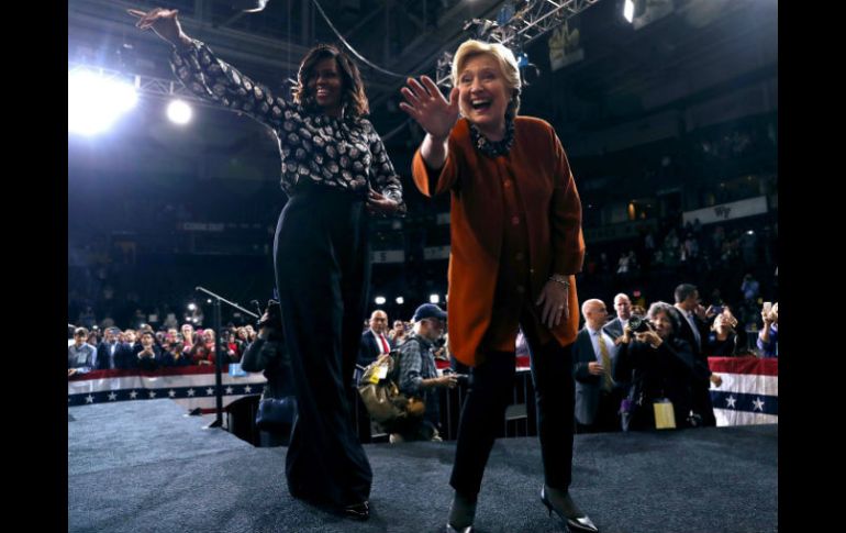 Carolina del Norte. Hillary Clinton y Michelle Obama durante un mitin en la Universidad de Wake Forest. AFP / J. Sullivan