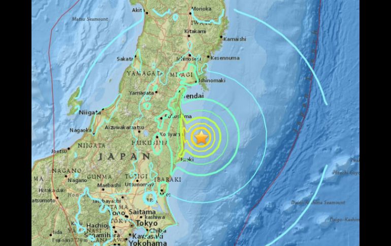 El temblor tuvo su hipocentro a 10 kilómetros de profundidad en la costa de Fukushima, a unos 200 kilómetros de Tokio. ESPECIAL / earthquake.usgs.gov