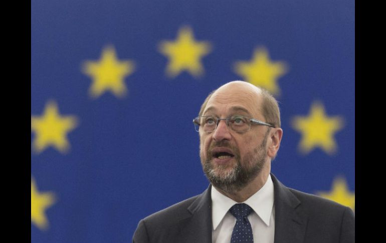 El presidente del Parlamento Europeo Miguel Schulz tras la firma de la declaración conjunta de las prioridades de la Unión Europea. EFE / P. Seeger