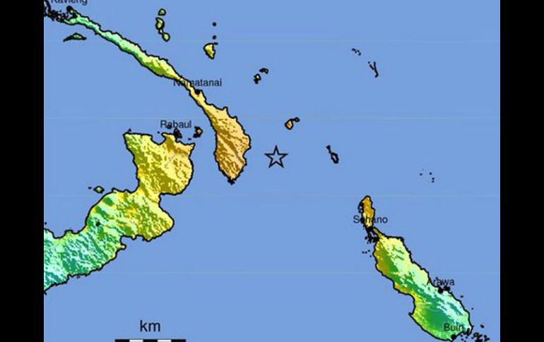 El sismo ocurrió a las 20:52 horas locales frente a las costas de Nueva Irlanda, y no se ha informado de daños o víctimas. EFE / USGS