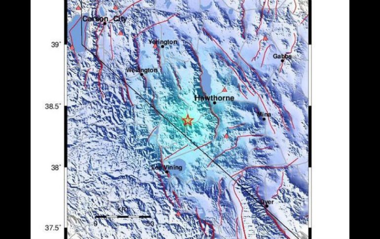 Imagen facilitada por el Servicio Geológico Nacional (USGS) del lugar donde se registró el terremoto. EFE / USGS
