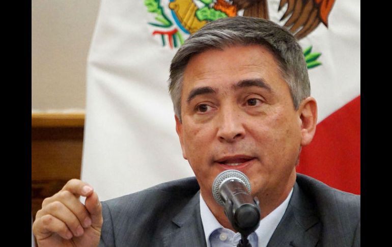 El vocero de seguridad de Nuevo León, Aldo Fasci Zuazua, informó en rueda de prensa que Cano Martínez se encontraba en un restaurante. EFE / J. Cedillo