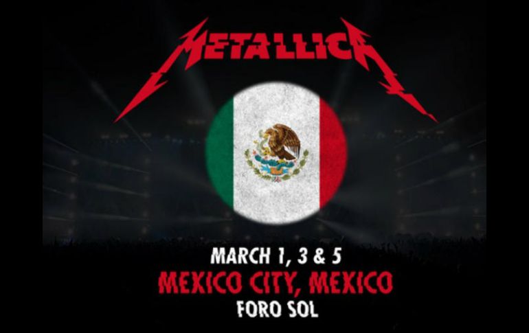 Cerberus, Halcón 7 y Los Sicarios del Rock & Roll abrirán los conciertos de Metallica en la Ciudad de México. ESPECIAL / metallica.com/