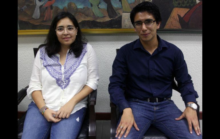 Jaqueline Meléndez y Luis Maravilla, miembros de T-Chán, promueven las vivienda sustentable. EL INFORMADOR / M. Vargas