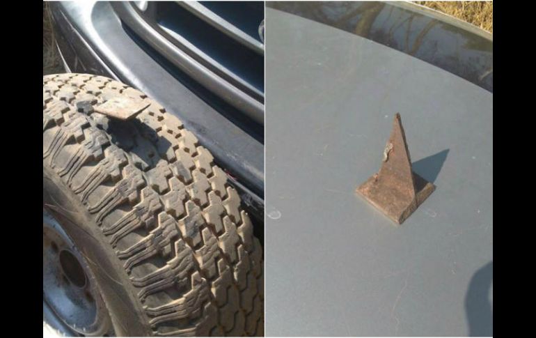 Las púas son un objeto punzocortante de metal que se clava en las llantas de los vehículos. FACEBOOK / Alberto Uribe Camacho